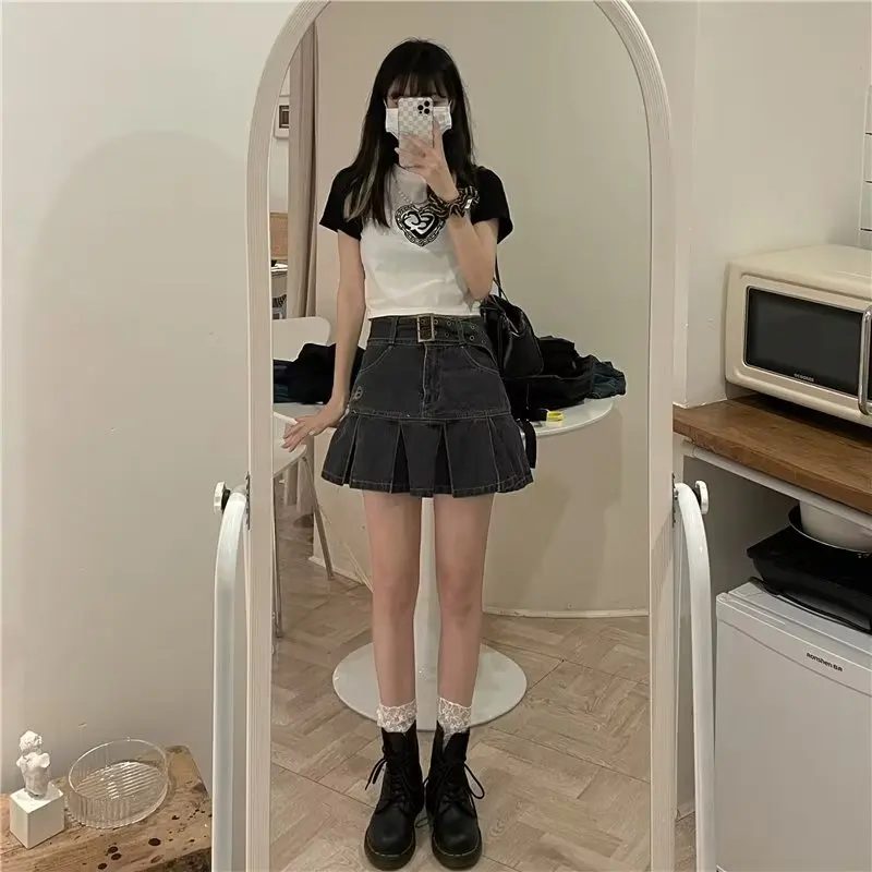 High Waist A-Line Skirt Women's Denim ort Skirt Slimming Flared f-length Skirt Korean Sle Cotton Blend Fabric
High Waist A-Line Skirt Women's Denim ort Skirt Slimming Flared f-length Skirt Korean Sle Cotton Blend Fabric