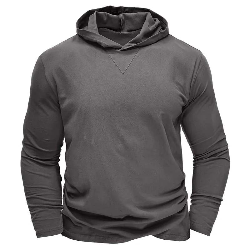 Solid Color Men's Long Sleeved T-shirt, European and American Men's Pure Cotton Hooded Bottom Shirt, Outdoor Top
Solid Color Men's Long Sleeved T-shirt, European and American Men's Pure Cotton Hooded Bottom Shirt, Outdoor Top