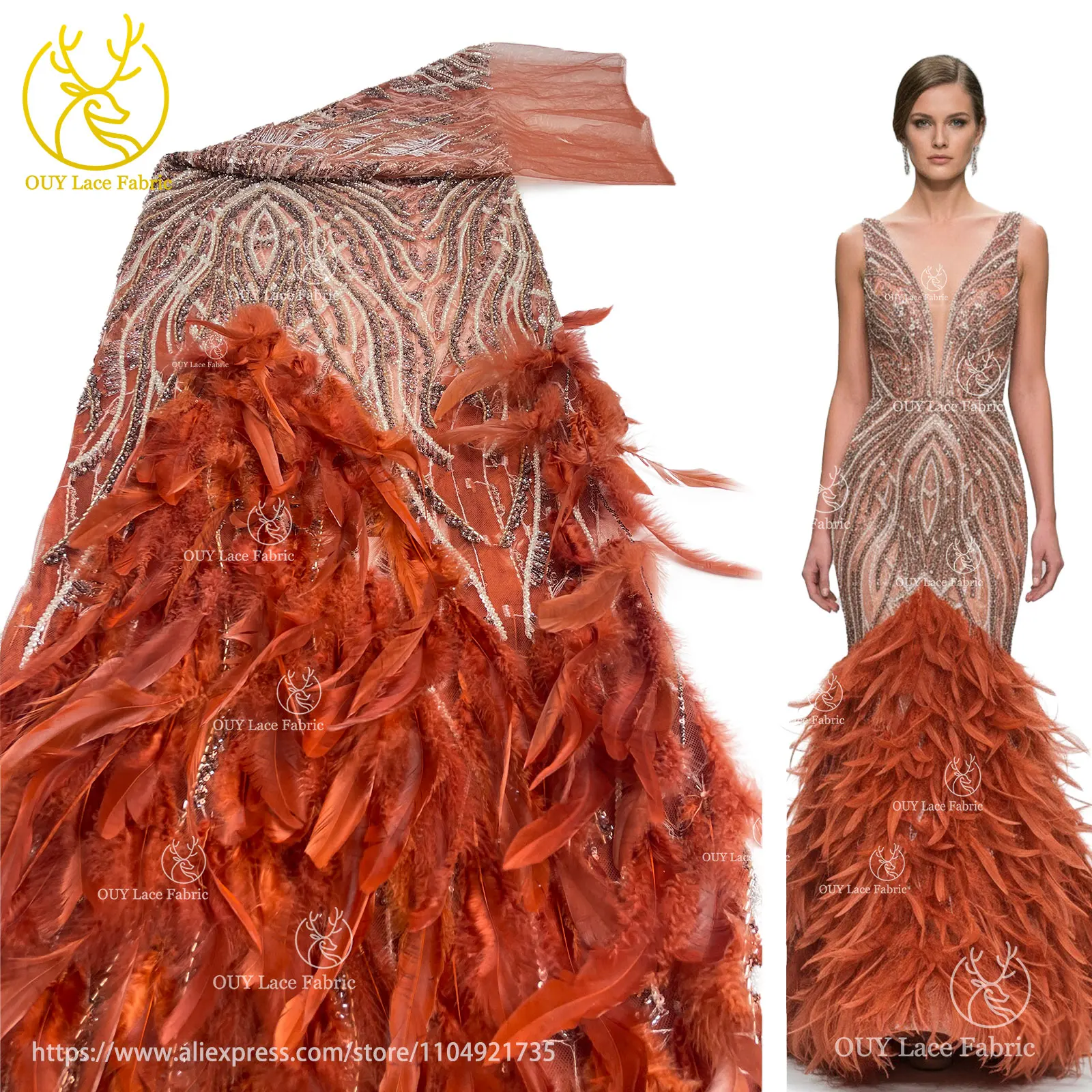 Newest African Luxury 3D Feather Beaded Lace Fabric 2025 High Quality French Nigerian Sequin Lace Fabric Evening Dress Sewing
Newest African Luxury 3D Feather Beaded Lace Fabric 2025 High Quality French Nigerian Sequin Lace Fabric Evening Dress Sewing