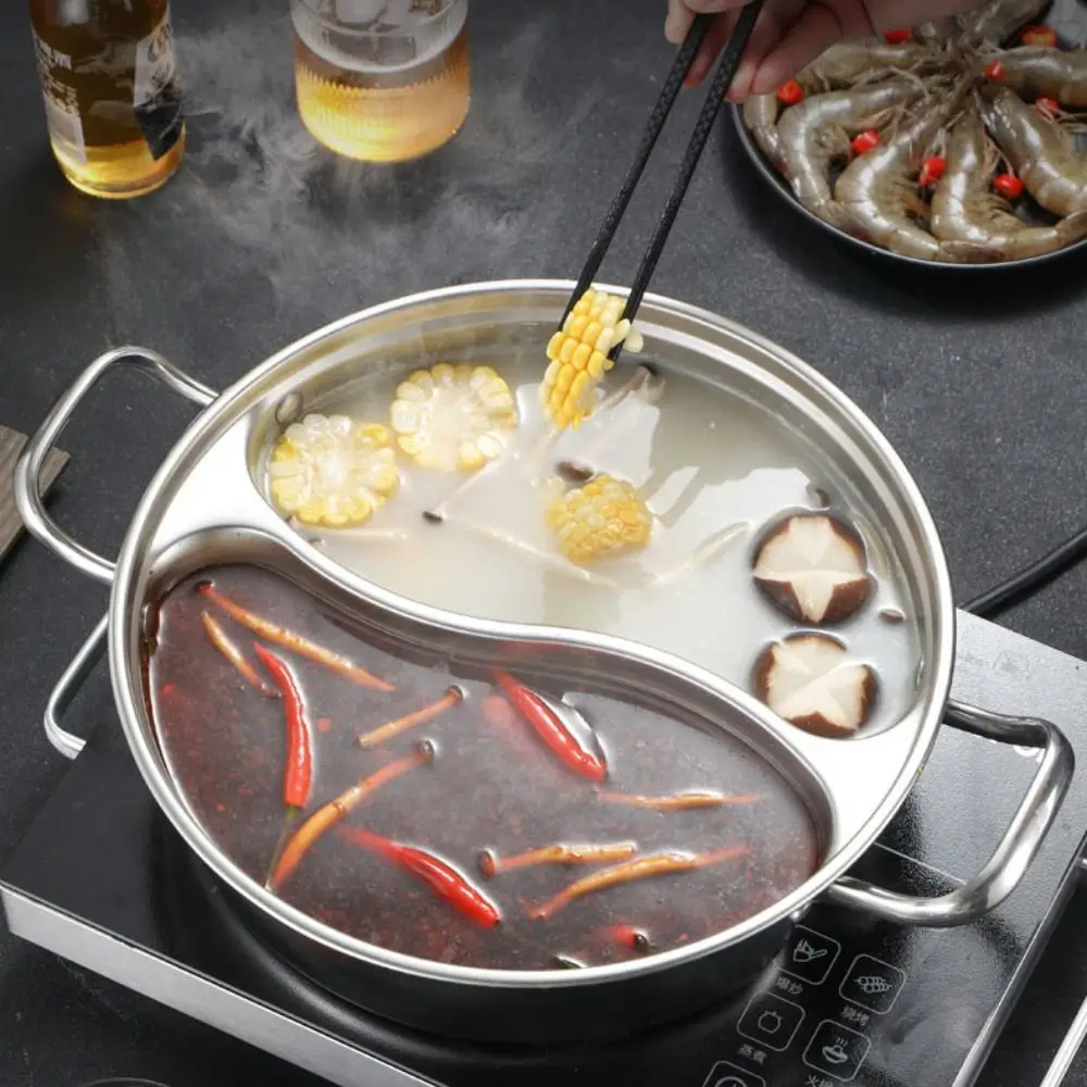 Stainless Steel Divided Hot Pot Thicken Binaural Handle Chinese Soup Hotpot with Glass Lid Rust-proof Yuanyang Pot Home Use
Stainless Steel Divided Hot Pot Thicken Binaural Handle Chinese Soup Hotpot with Glass Lid Rust-proof Yuanyang Pot Home Use