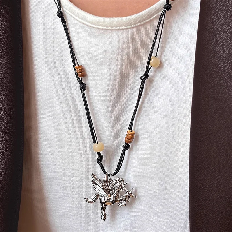 Natural Bodhi Wood Pegasus Pendant Necklace for Men's and Women's Ethnic Style Autumn and Winter Long Hanging Rope Sweater Chain
Natural Bodhi Wood Pegasus Pendant Necklace for Men's and Women's Ethnic Style Autumn and Winter Long Hanging Rope Sweater Chain
