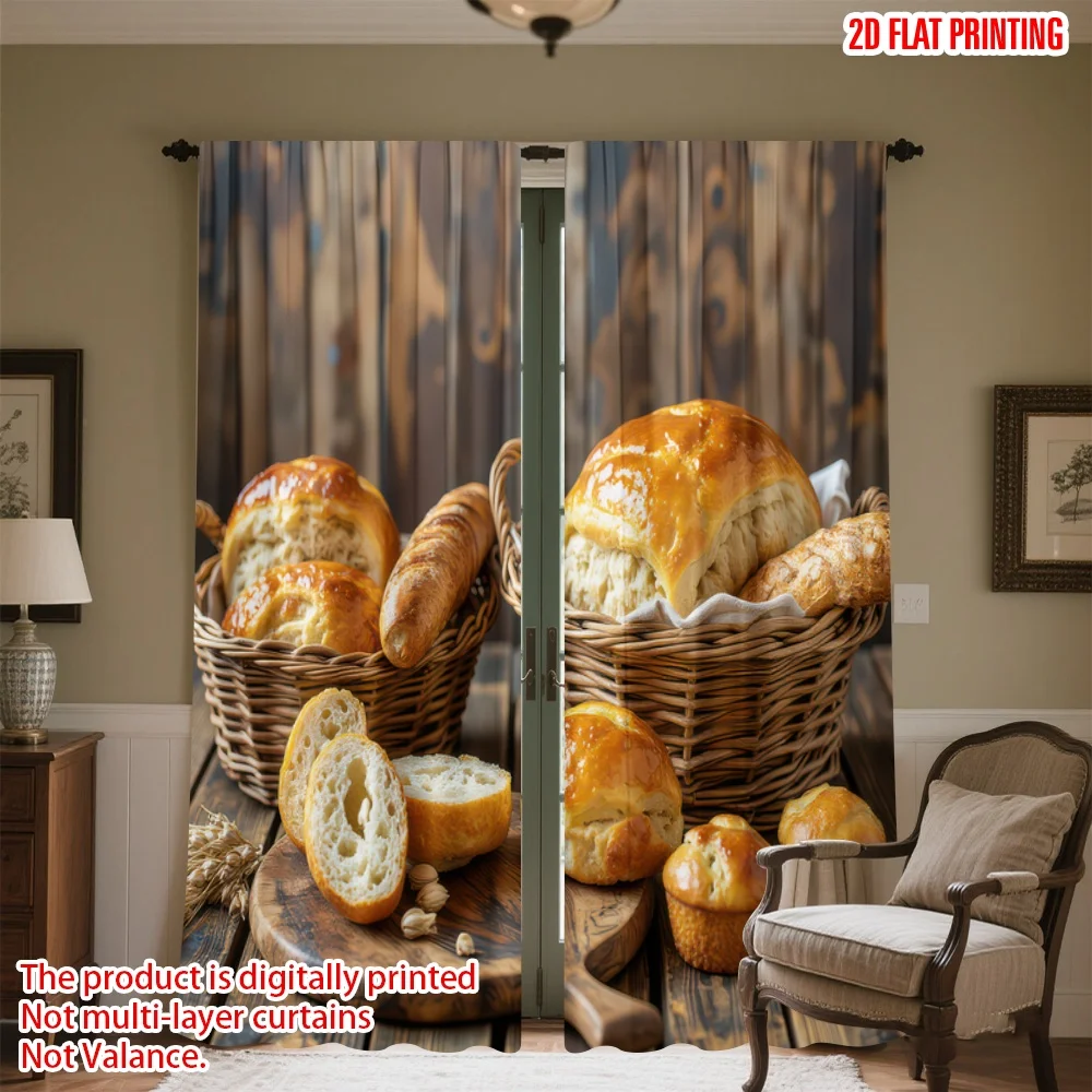 2D flat printing 2pcs Curtain Fresh Bread Basket Display Digital Printed Polyester Drapes Festive Curtains for Holiday
2D flat printing 2pcs Curtain Fresh Bread Basket Display Digital Printed Polyester Drapes Festive Curtains for Holiday