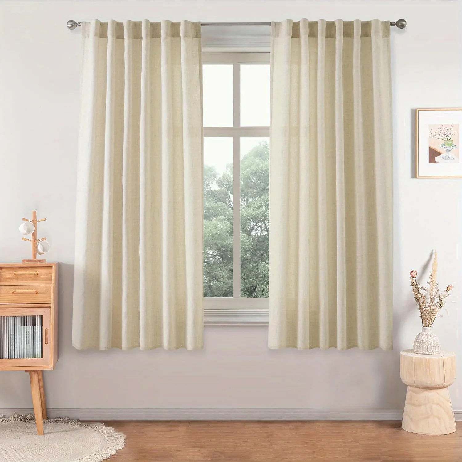 DDHOME 2 Panels Thick Semi-Sheer Linen Curtains Suitable for Privacy - Light Filtering French Country Boho Rustic Window Drapes with Ba
DDHOME 2 Panels Thick Semi-Sheer Linen Curtains Suitable for Privacy - Light Filtering French Country Boho Rustic Window Drapes with Ba