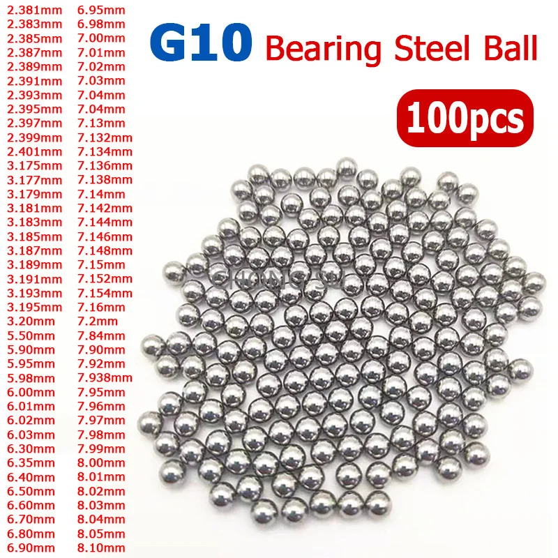 100pcs 2.381~8.01mm G10 Grade Bearing Steel Balls 2.385/2.397/2.401/3.175/3.189/3.195/5.98/6.35/7.132/7.85/7.88/8.02mm GCR15
100pcs 2.381~8.01mm G10 Grade Bearing Steel Balls 2.385/2.397/2.401/3.175/3.189/3.195/5.98/6.35/7.132/7.85/7.88/8.02mm GCR15