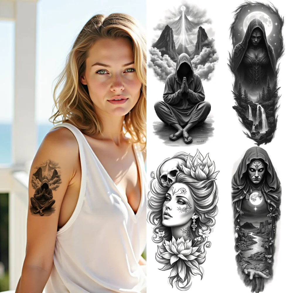 12pcs Temporary Tattoo Black And Grey Realism Angry Man Roman Soldier Ethnic Woman For Arms Men Thighs
12pcs Temporary Tattoo Black And Grey Realism Angry Man Roman Soldier Ethnic Woman For Arms Men Thighs