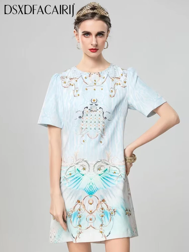 DSXDFACAIRIJ Women's O-Neck Short Sleeve Crystal Diamonds Vintage Print Mini Dresses Fashion Summer Female
DSXDFACAIRIJ Women's O-Neck Short Sleeve Crystal Diamonds Vintage Print Mini Dresses Fashion Summer Female