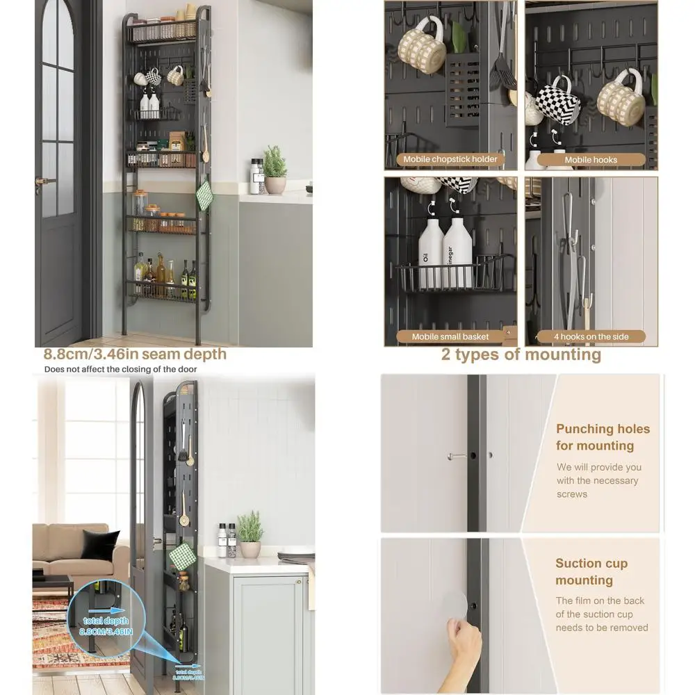 Space-Saving 4-Tier Metal Storage Rack for Bathroom and Kitchen, Slim Design in Black
Space-Saving 4-Tier Metal Storage Rack for Bathroom and Kitchen, Slim Design in Black