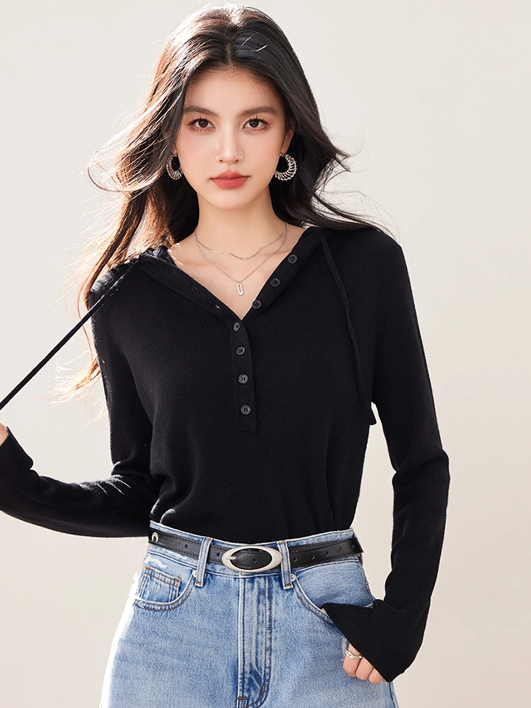 2025 New Hooded V-neck Sweater Women Solid Color Long Sleeve Knitted Pullover Fashion Casual Tops
2025 New Hooded V-neck Sweater Women Solid Color Long Sleeve Knitted Pullover Fashion Casual Tops