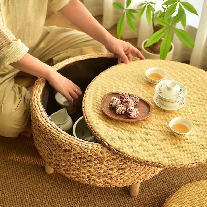 Japanese Tea Tables for Tatami Solid Wood Low Coffee Tables Minimalist Floor Desk Round Rattan Bay Window Table with Storage
Japanese Tea Tables for Tatami Solid Wood Low Coffee Tables Minimalist Floor Desk Round Rattan Bay Window Table with Storage