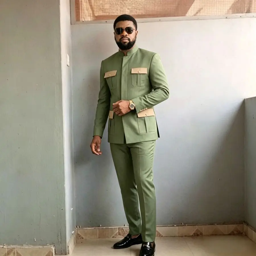 Safari Suits for Men with Stand Collar 2 Pieces Wedding Suits Slim Fit Groom Tuxedo Blazer Pants Set Outdoor Party New 2026
Safari Suits for Men with Stand Collar 2 Pieces Wedding Suits Slim Fit Groom Tuxedo Blazer Pants Set Outdoor Party New 2026