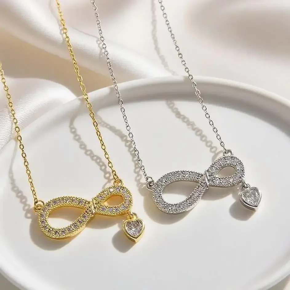 Gold Plated Butterfly Knot Pendant Necklace Versatile Personality Lockbone Chain Zircon Stone Eight Character Design Luxury Feel
Gold Plated Butterfly Knot Pendant Necklace Versatile Personality Lockbone Chain Zircon Stone Eight Character Design Luxury Feel