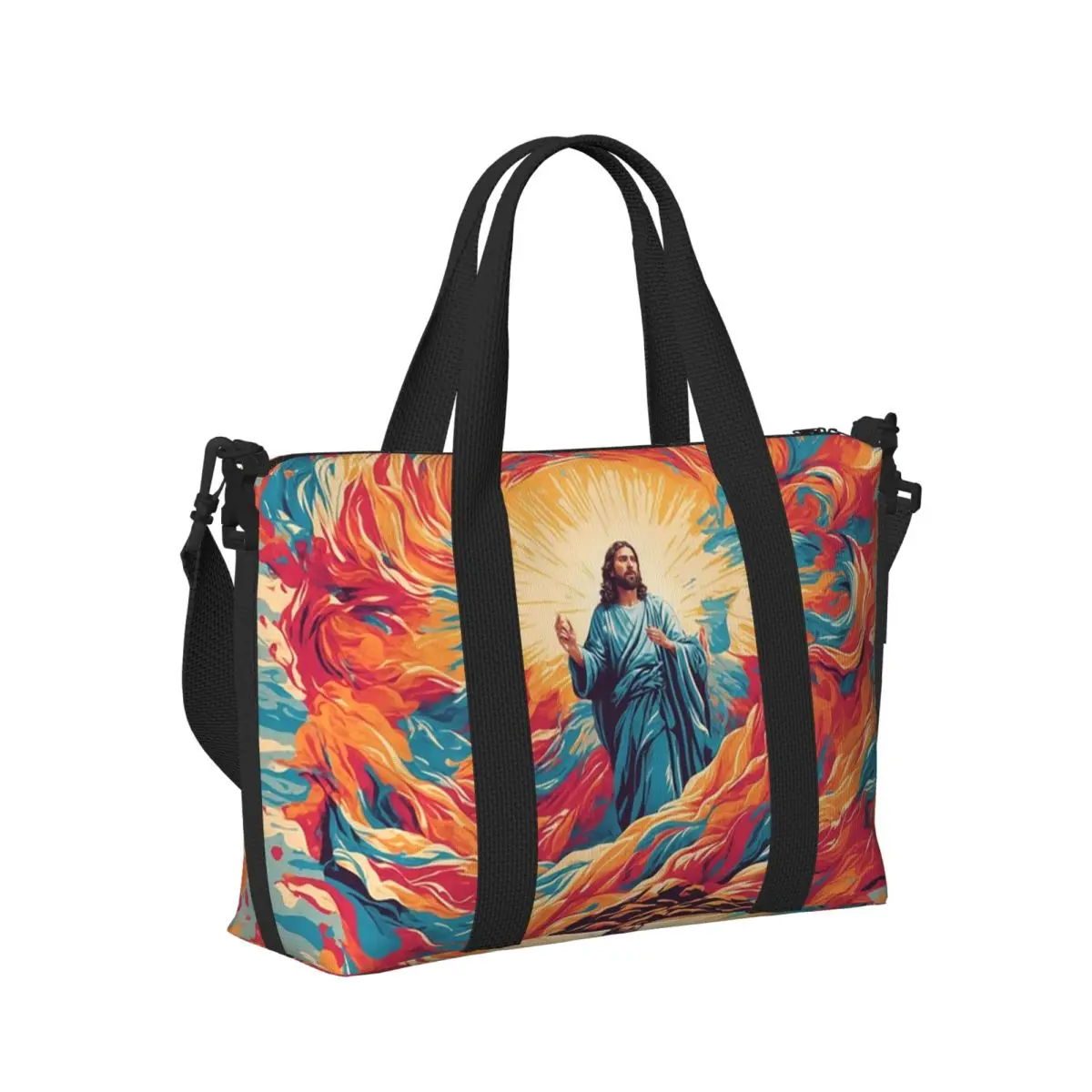 Воскрещенный Иисус Иисус Библейские справочники Пляжная дорожная сумка Большая вместительная сумка-тоут для спортзала Женская дорожная сумка для покупок 
Воскрещенный Иисус Иисус Библейские справочники Пляжная дорожная сумка Большая вместительная сумка-тоут для спортзала Женская дорожная сумка для покупок