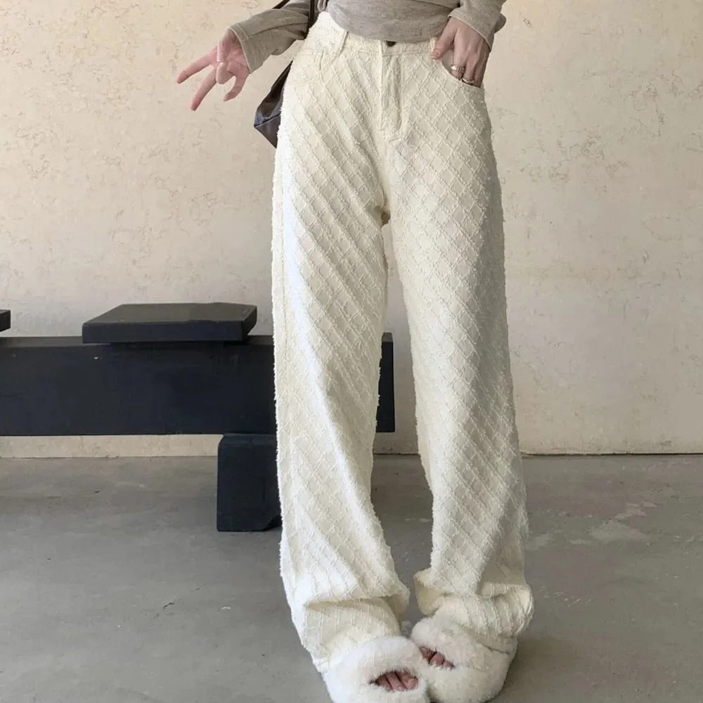 Простые джинсовые джинсы в сетку, мешковатые прямые джинсы, женские корейские повседневные брюки с высокой талией Y2k, женские брюки
Простые джинсовые джинсы в сетку, мешковатые прямые джинсы, женские корейские повседневные брюки с высокой талией Y2k, женские брюки