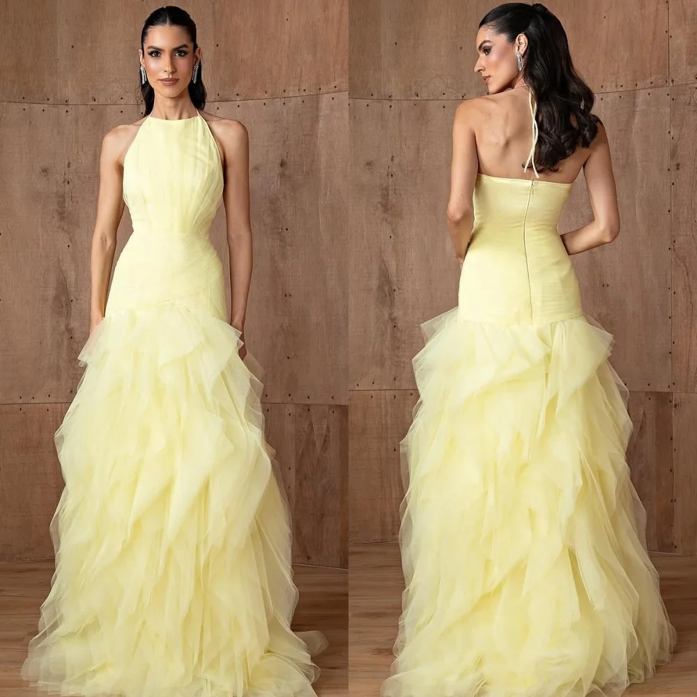 Customized Fashion Classic Tulle Pleat Ruched A-line Halter Long Dresses Bespoke Occasion Dresses Sizes Available Modern Style
Customized Fashion Classic Tulle Pleat Ruched A-line Halter Long Dresses Bespoke Occasion Dresses Sizes Available Modern Style