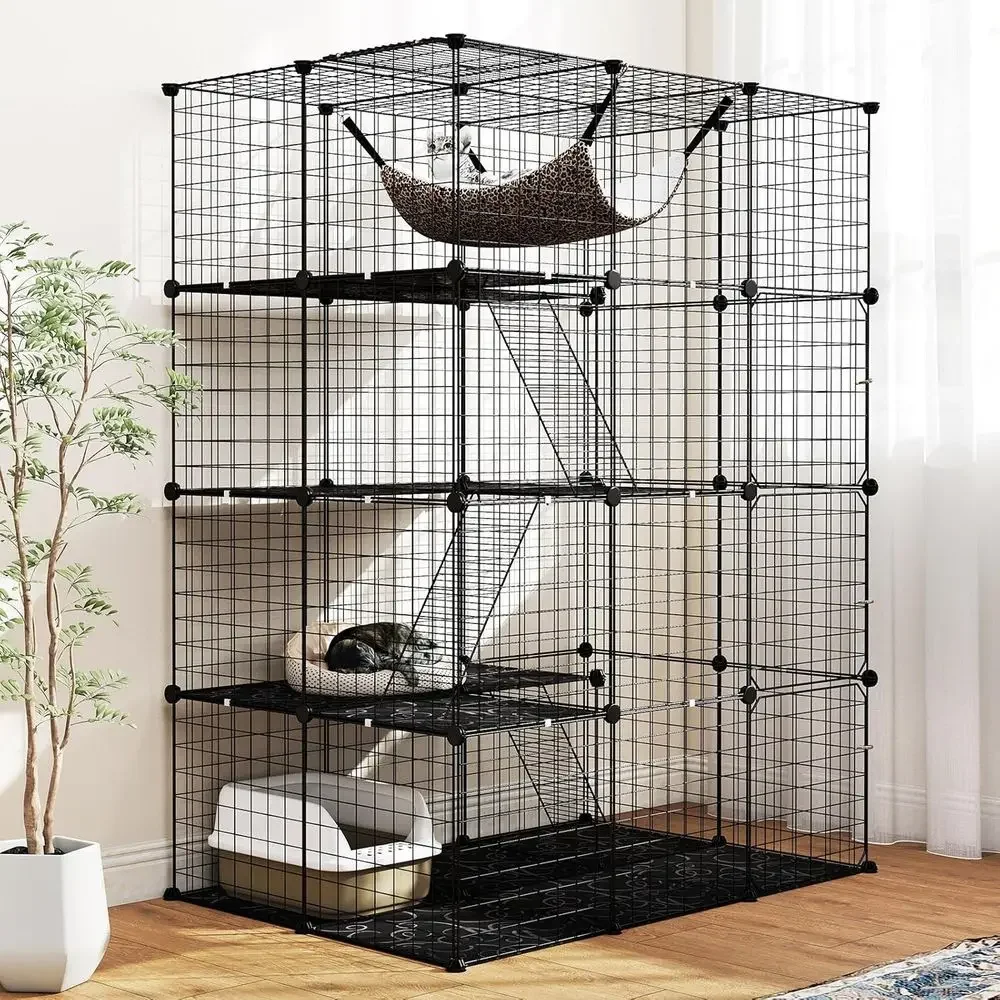 4-Tier Indoor Cat Enclosure, 56 Large, with Skylight, Hammock, Ladders, Metal Kennel, Lockable Doors for 1-4 Cats
4-Tier Indoor Cat Enclosure, 56 Large, with Skylight, Hammock, Ladders, Metal Kennel, Lockable Doors for 1-4 Cats
