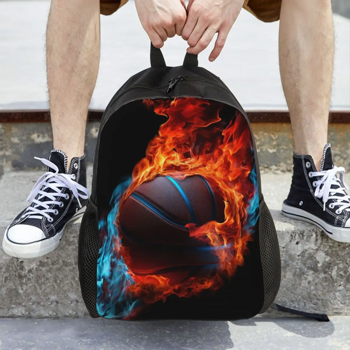 Basketball In The Bule And Red Fire Backpack Daypack Large Capacity Kids BookBag School Bag Shoulder Bags for Men Women
Basketball In The Bule And Red Fire Backpack Daypack Large Capacity Kids BookBag School Bag Shoulder Bags for Men Women