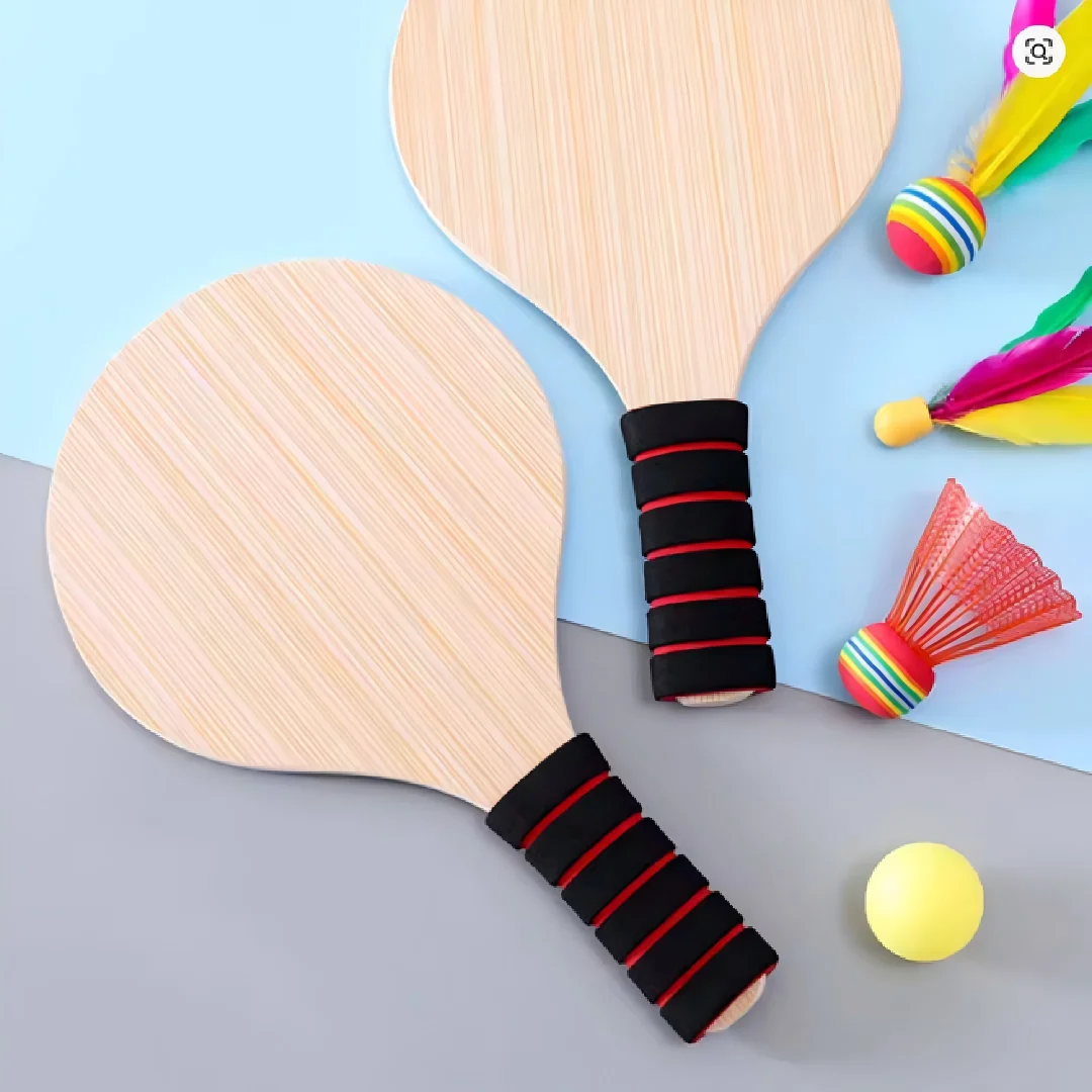 Badminton Wooden Paddles Set with 2 Rackets for Family Children Adults Multipurpose Beach Cricket Ball with Soft Foam Grip
Badminton Wooden Paddles Set with 2 Rackets for Family Children Adults Multipurpose Beach Cricket Ball with Soft Foam Grip