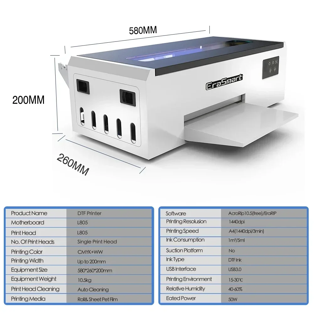 New L805 for Epson DTF printerl A4 Inkjet T-shirt Heat Transfer Printing Machine A4 DTF Printer
New L805 for Epson DTF printerl A4 Inkjet T-shirt Heat Transfer Printing Machine A4 DTF Printer