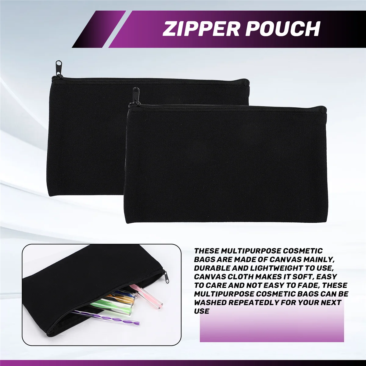 B-T 40 Pcs Canvas Pencil Pouch Zipper Makeup Bags Blank Craft DIY Bags Multipurpose Toiletry Stationary Storage Bags(Black)
B-T 40 Pcs Canvas Pencil Pouch Zipper Makeup Bags Blank Craft DIY Bags Multipurpose Toiletry Stationary Storage Bags(Black)