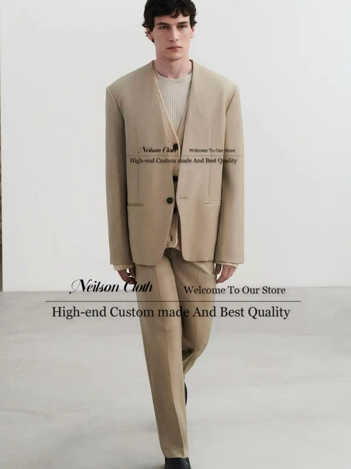 Khaki One Button Male Prom Blazers Slim Fit 2 Pieces Sets Groom Wedding Tuxedos Customized Groomsmen Terno Masculino
Khaki One Button Male Prom Blazers Slim Fit 2 Pieces Sets Groom Wedding Tuxedos Customized Groomsmen Terno Masculino