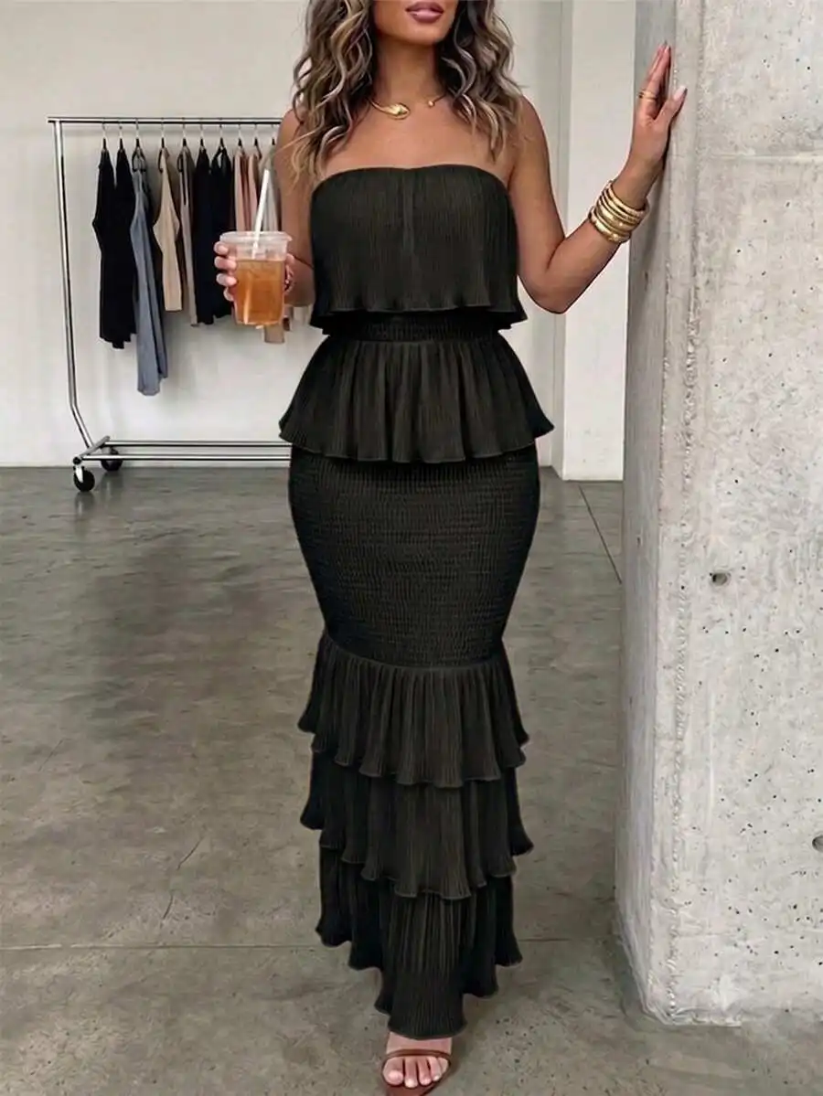 ChicMe Women Layered Ruffle Strapless Dress Tiered Cake Dress Bandeau Shirred Hem Bodycon Elegant Sexy Cocktail Party Outfit
ChicMe Women Layered Ruffle Strapless Dress Tiered Cake Dress Bandeau Shirred Hem Bodycon Elegant Sexy Cocktail Party Outfit