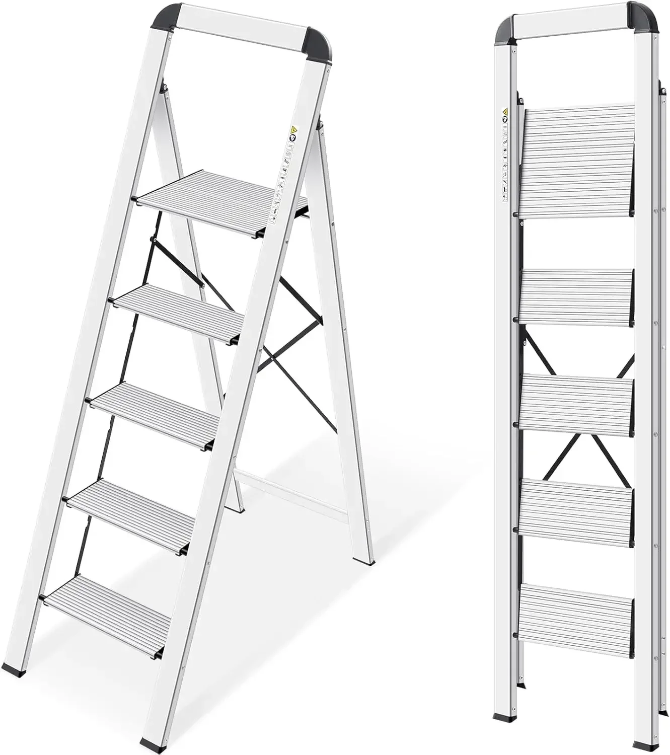 Aluminium 5 Step Ladder, Lightweight Step Stool with Non-Skid Pedals, Handrail, Foldable Step Ladder for Kitchen, Garage, Home,
Aluminium 5 Step Ladder, Lightweight Step Stool with Non-Skid Pedals, Handrail, Foldable Step Ladder for Kitchen, Garage, Home,