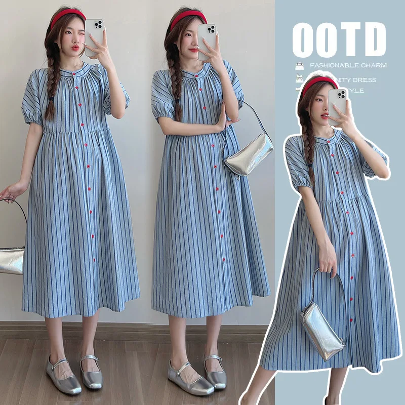 Pregnant Women's Summer 2025 New Striped High Waisted Sweet Mid Length Short Sleeved Fresh Dress
Pregnant Women's Summer 2025 New Striped High Waisted Sweet Mid Length Short Sleeved Fresh Dress