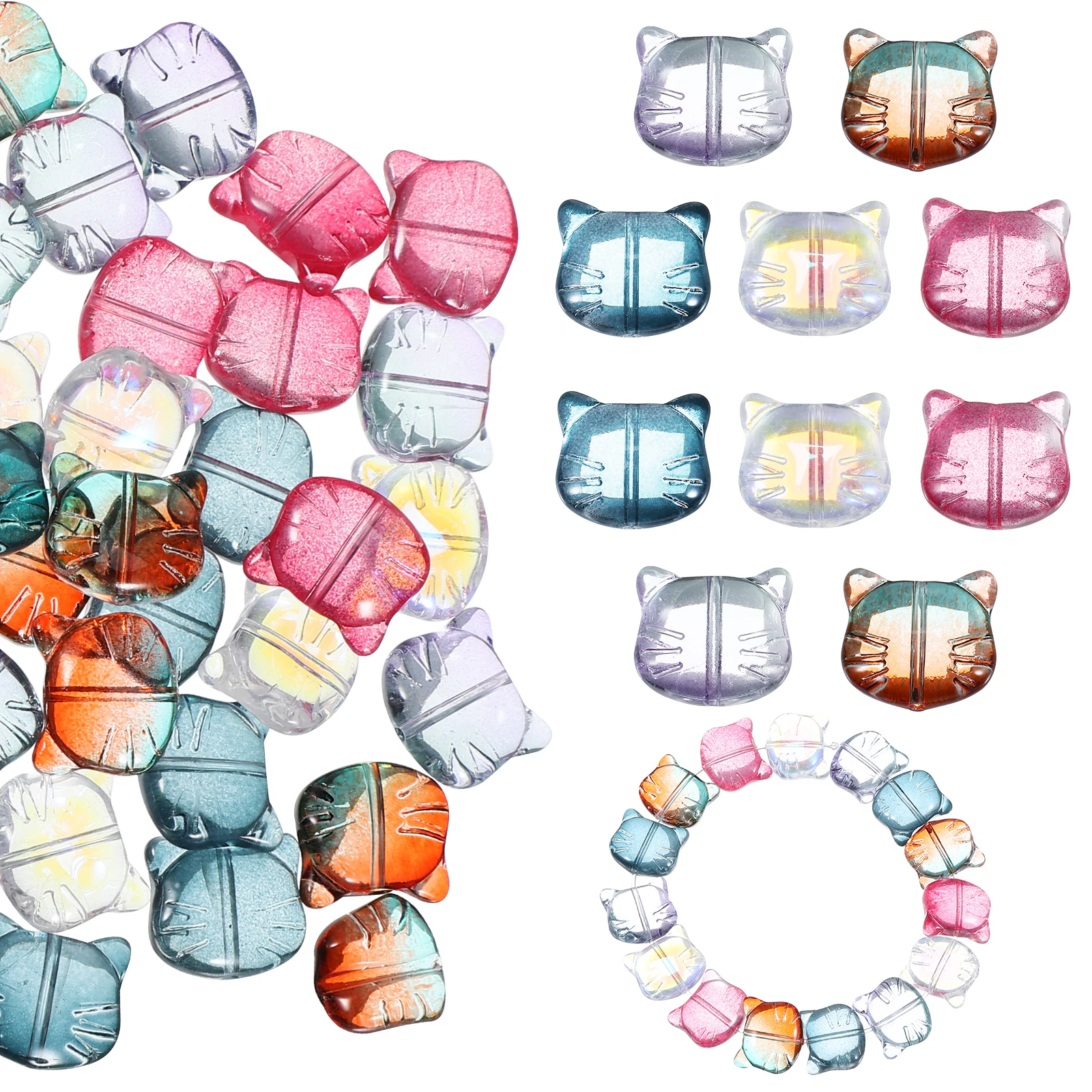 50pcs Beads for Bracelets DIY Cat Glass Multi Color Jewelry Making Supplies Animal Charms Handmade Accessories
50pcs Beads for Bracelets DIY Cat Glass Multi Color Jewelry Making Supplies Animal Charms Handmade Accessories