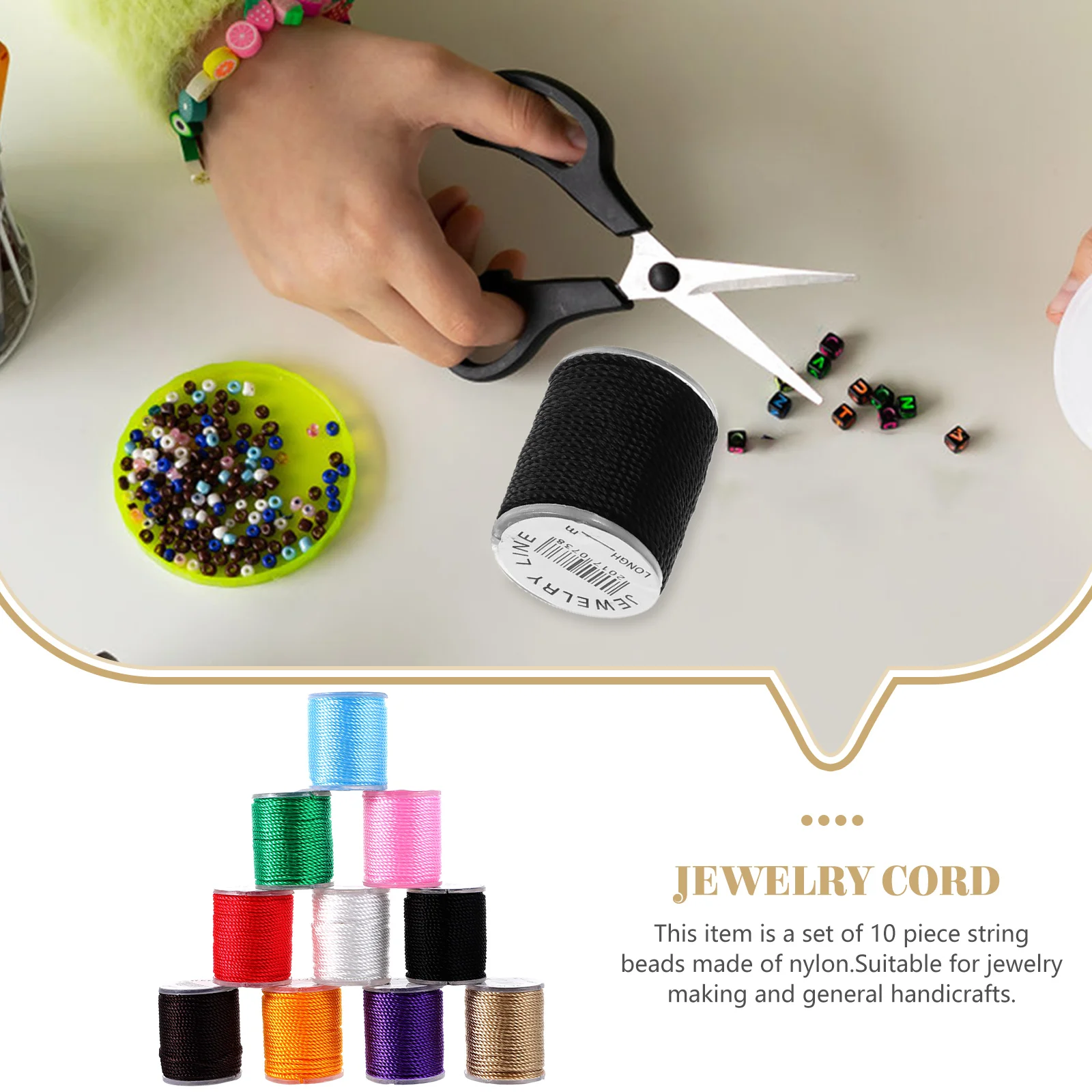 10 Colors 1mm Thickness Nylon Beading Cords for Jewelry Making Crafts 32.8 Feet Length per Roll Durable Thread
10 Colors 1mm Thickness Nylon Beading Cords for Jewelry Making Crafts 32.8 Feet Length per Roll Durable Thread