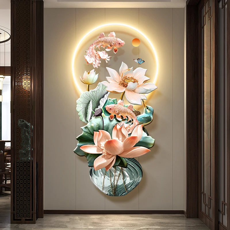 Nine Fish Gathering Wealth Picture, New Chinese Style Lotus Corridor Passage Wall Hanging Painting, Koi Fish Entrance Illuminate
Nine Fish Gathering Wealth Picture, New Chinese Style Lotus Corridor Passage Wall Hanging Painting, Koi Fish Entrance Illuminate