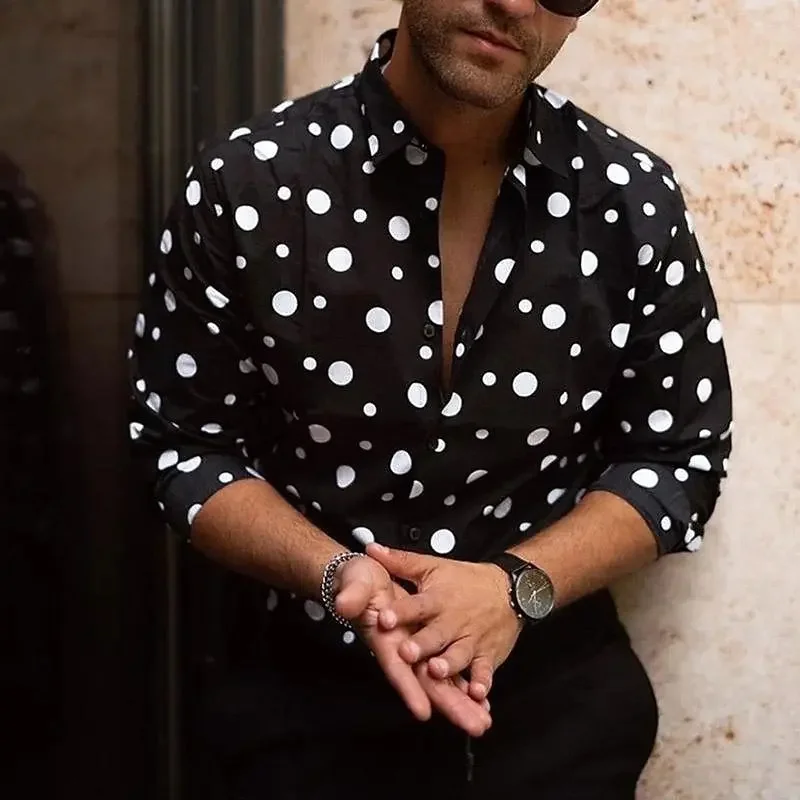 Men's Shirt Pattern T-shirt Polka Dot Lapel Black and White Street Casual Long Sleeve Clothing Fashion Street Chic Design
Men's Shirt Pattern T-shirt Polka Dot Lapel Black and White Street Casual Long Sleeve Clothing Fashion Street Chic Design
