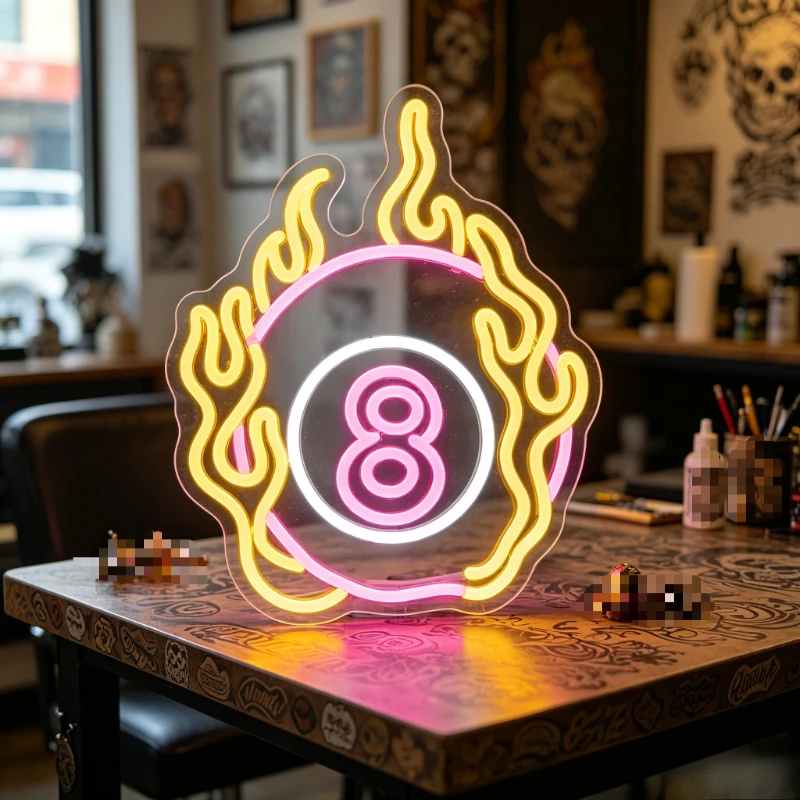 Burning 8 Ball Neon Sign LED Night Light 3D Acrylic Flame USB Wall Lamp Game Room Bar Tattoo Studio Aesthetic Decor Gift
Burning 8 Ball Neon Sign LED Night Light 3D Acrylic Flame USB Wall Lamp Game Room Bar Tattoo Studio Aesthetic Decor Gift