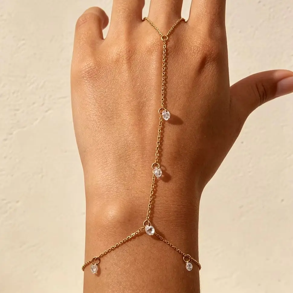 Luxury Crystal Stainless Steel Link Chain Bracelet for Women Gold Plated Connecting Finger Ring Bracelets Statement Jewelry
Luxury Crystal Stainless Steel Link Chain Bracelet for Women Gold Plated Connecting Finger Ring Bracelets Statement Jewelry