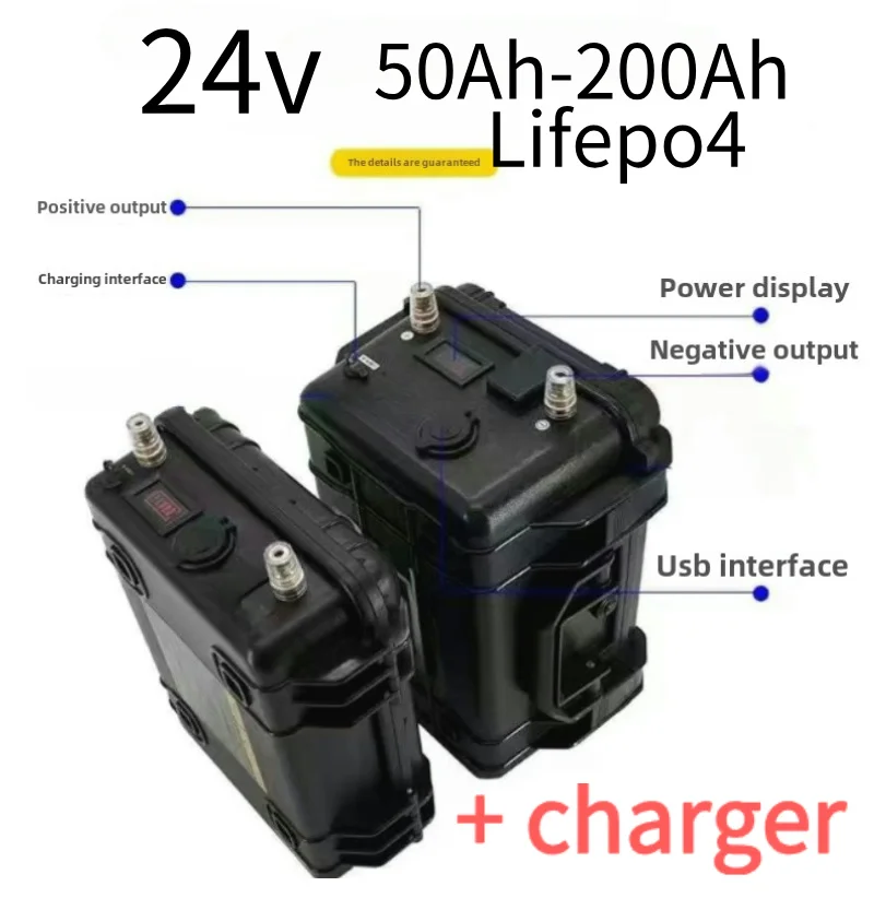 Waterproof Lifepo4 24V 50Ah 60Ah 80Ah 100Ah 120Ah 150Ah 200Ah lithium battery BMS for trolling motor inverter +10A Charger
Waterproof Lifepo4 24V 50Ah 60Ah 80Ah 100Ah 120Ah 150Ah 200Ah lithium battery BMS for trolling motor inverter +10A Charger