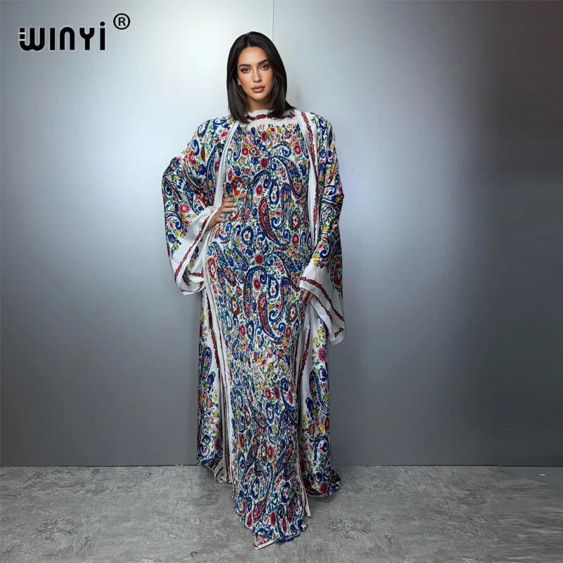 WINYI Boho beach Pleated slim dress and coat two-piece suit for women fashion trab woman dresses Floor Length vacation kimono
WINYI Boho beach Pleated slim dress and coat two-piece suit for women fashion trab woman dresses Floor Length vacation kimono