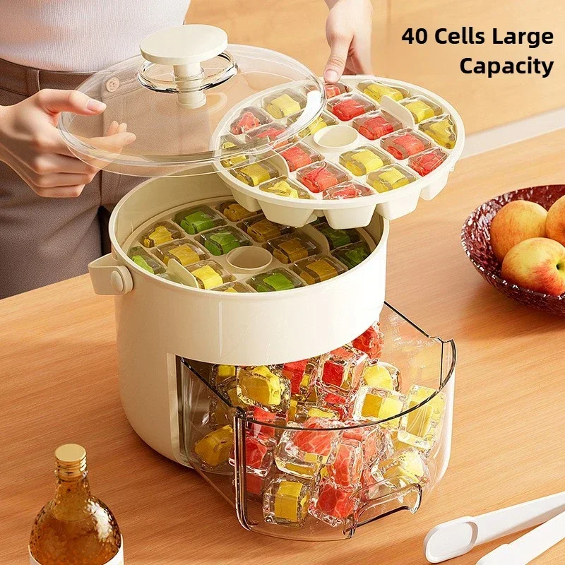 Форма для кубиков льда, сетка для льда, двойная крышка, большая емкость для хранения, бытовой пищевой холодильник, ведро для льда с крышкой
Форма для кубиков льда, сетка для льда, двойная крышка, большая емкость для хранения, бытовой пищевой холодильник, ведро для льда с крышкой