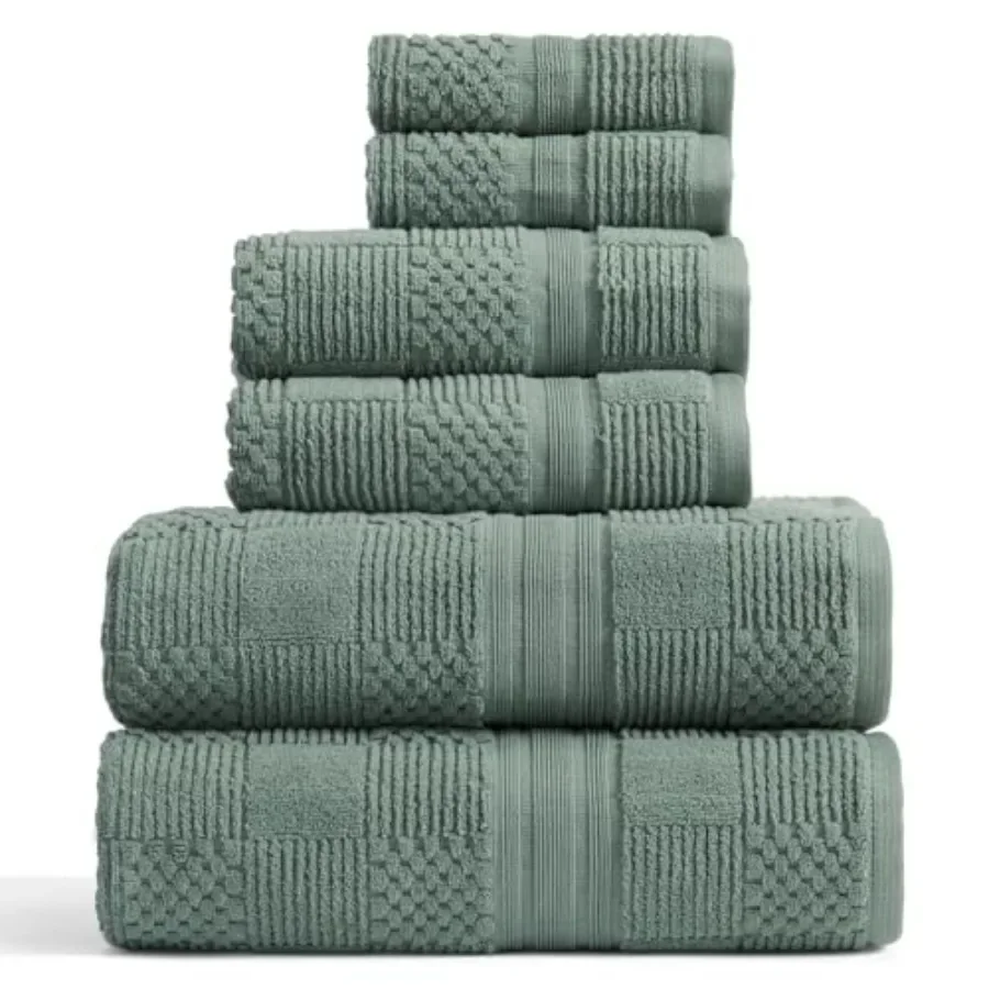 Bathroom towel set: 100 cotton, green, geometric textured design, absorbent quick-dry, Oeko-TEX Standard 100 certified
Bathroom towel set: 100 cotton, green, geometric textured design, absorbent quick-dry, Oeko-TEX Standard 100 certified
