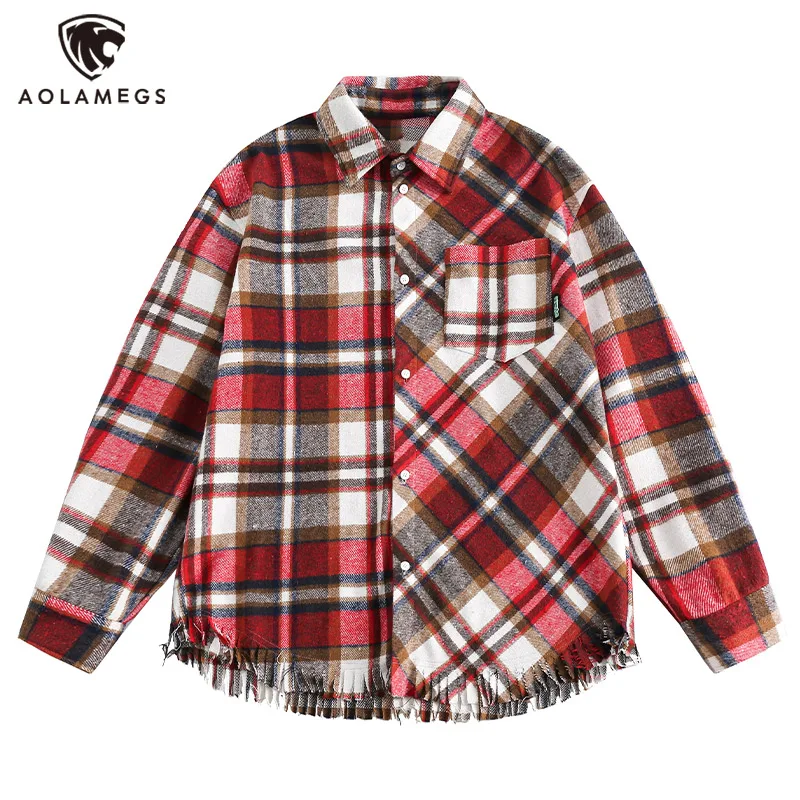 Men's Long-sleeved Shirts American Retro Plaid Frayed Coat Vintage College Couple Jackets Y2K Tops Red Unisex Spring Summer
Men's Long-sleeved Shirts American Retro Plaid Frayed Coat Vintage College Couple Jackets Y2K Tops Red Unisex Spring Summer