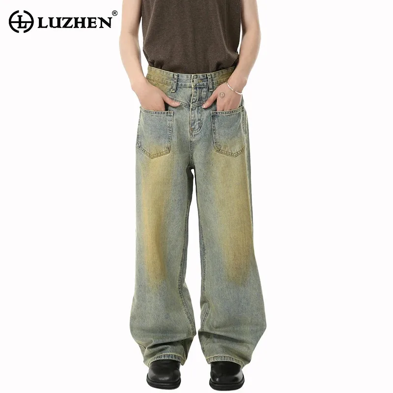 Мужские джинсы LUZHEN JY6032: повседневные, прямые, с эффектом потертости, стильные карманы, градиент, персонализированные, оригинальные, широкие штанины
Мужские джинсы LUZHEN JY6032: повседневные, прямые, с эффектом потертости, стильные карманы, градиент, персонализированные, оригинальные, широкие штанины
