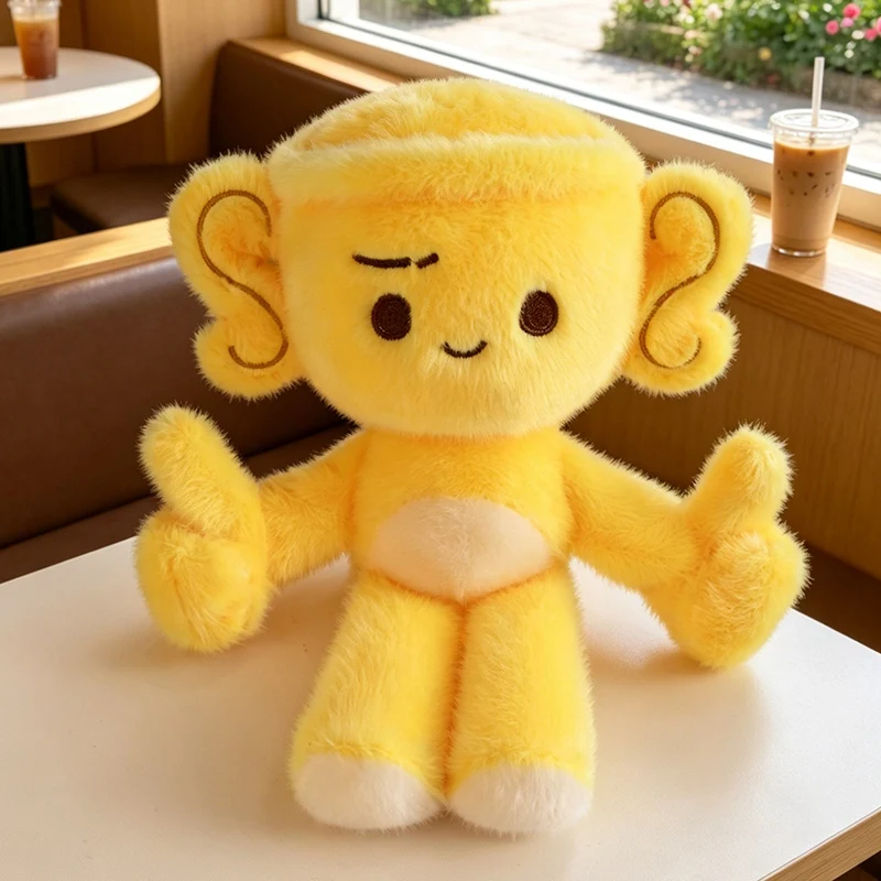 Cute Yellow trophy Plush Toy with Question Mark Ears Funny Thumbs Up Stuffed Animal Doll for Home Decor and Birthday Gifts.
Cute Yellow trophy Plush Toy with Question Mark Ears Funny Thumbs Up Stuffed Animal Doll for Home Decor and Birthday Gifts.
