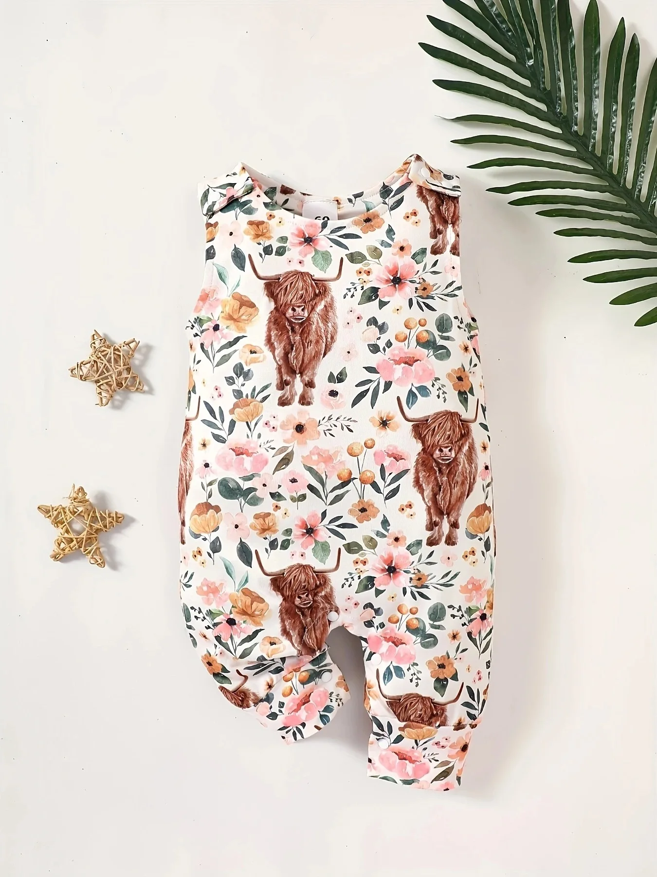 0-2 year old summer new baby boys and girls flower calf print sleeveless jumpsuit
0-2 year old summer new baby boys and girls flower calf print sleeveless jumpsuit