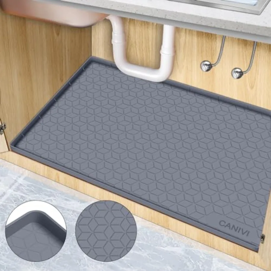 Under Sink Mat 34 x 22 Waterproof Silicone Under Sink Tray for Kitchen Laundry Cabinets Kitchen Cabinet Shelf Protector Up to 3
Under Sink Mat 34 x 22 Waterproof Silicone Under Sink Tray for Kitchen Laundry Cabinets Kitchen Cabinet Shelf Protector Up to 3