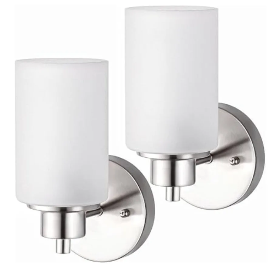 2 Pack Bath Vanity Light Fixtures Indoor Wall Sconces Light with White Frosted Glass Shade Modern Elegant Bathroom Wall Mounted
2 Pack Bath Vanity Light Fixtures Indoor Wall Sconces Light with White Frosted Glass Shade Modern Elegant Bathroom Wall Mounted