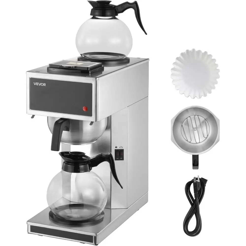 Commercial Drip Coffee Maker, 12 Cups Coffee-Maker Machine with 2 Glass Carafes and 2 Decanter Warmer Plates, Stainless Steel Dr
Commercial Drip Coffee Maker, 12 Cups Coffee-Maker Machine with 2 Glass Carafes and 2 Decanter Warmer Plates, Stainless Steel Dr