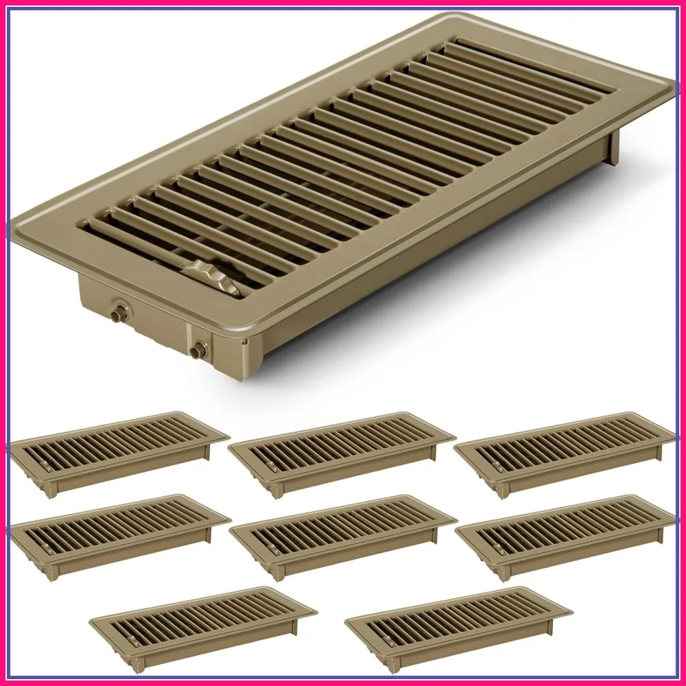 8 Pack 4x10 Floor Vents, Heavy Duty Metal Air Registers, Rust Proof, Brown
8 Pack 4x10 Floor Vents, Heavy Duty Metal Air Registers, Rust Proof, Brown