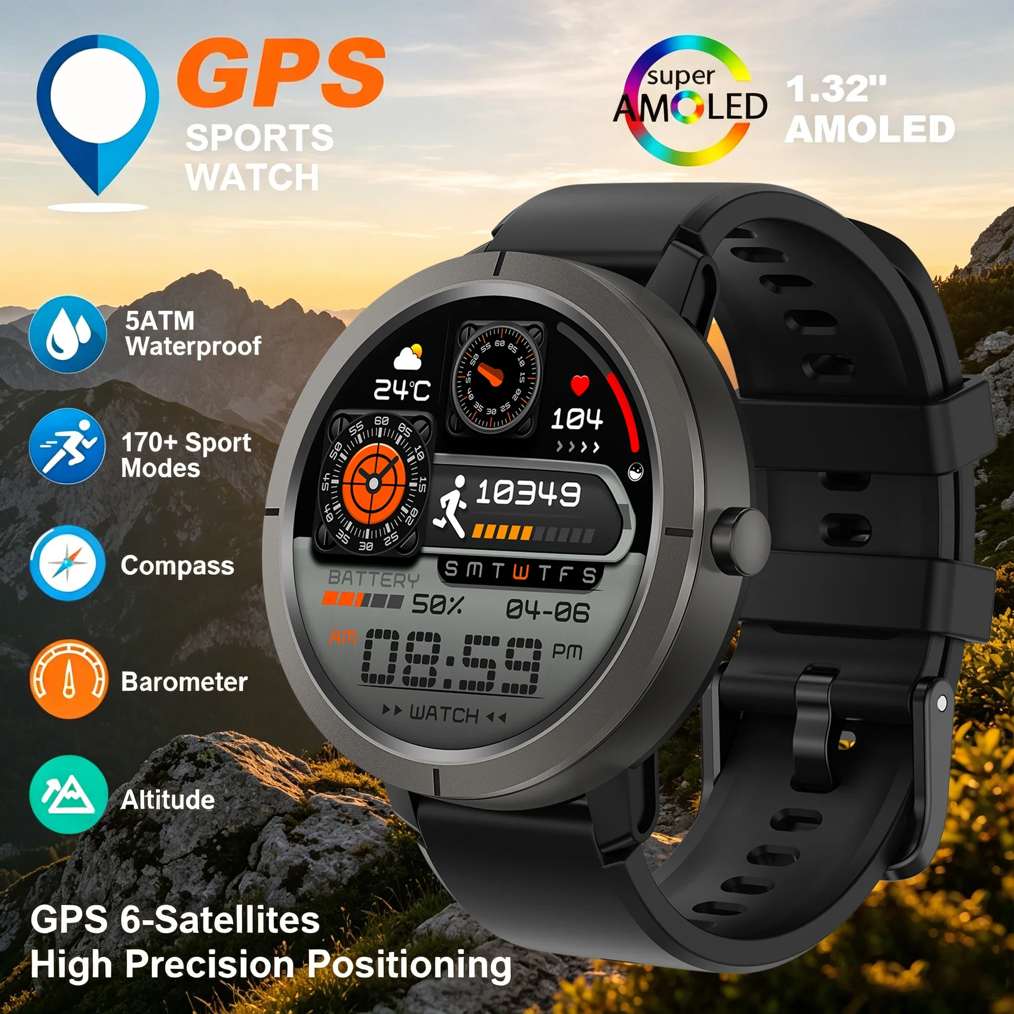Outdoor Smart Watch 6-Satellite GPS Precise Positioning Bluetooth Call Compass Barometer Altitude 360mAh Long Battery Life
Outdoor Smart Watch 6-Satellite GPS Precise Positioning Bluetooth Call Compass Barometer Altitude 360mAh Long Battery Life