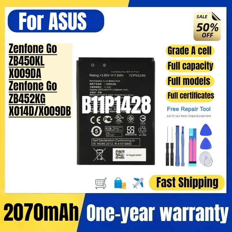 B11P1428 for ASUS Zenfone Go ZB450KL/X009DA/Zenfone Go ZB452KG/X014D/X009DB Phone Battery High Quality Replacement Bateria
B11P1428 for ASUS Zenfone Go ZB450KL/X009DA/Zenfone Go ZB452KG/X014D/X009DB Phone Battery High Quality Replacement Bateria
