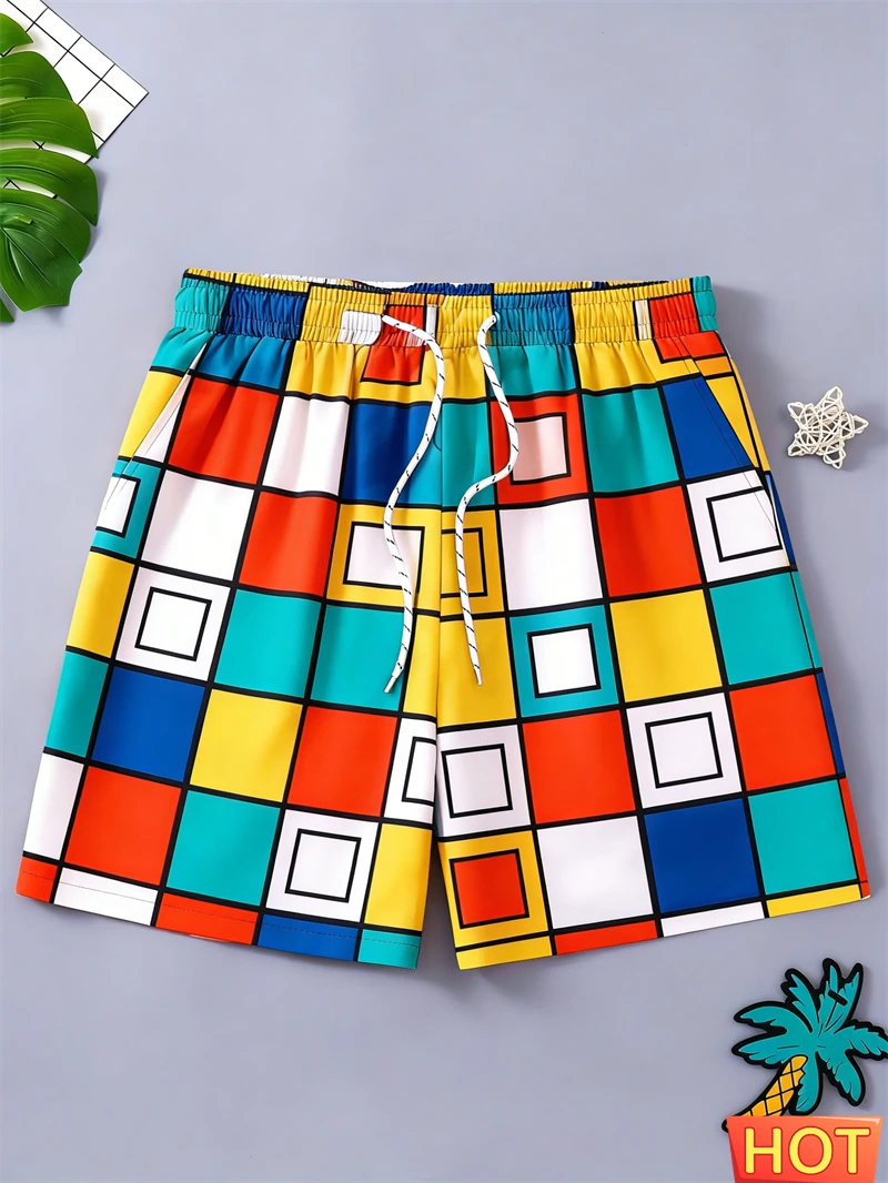 Men Shorts Trendy Color Block Geometric Print Beach Shorts Quick Dry Swim Trunks For Summer Vacation Swimwear Casual Daily Short
Men Shorts Trendy Color Block Geometric Print Beach Shorts Quick Dry Swim Trunks For Summer Vacation Swimwear Casual Daily Short