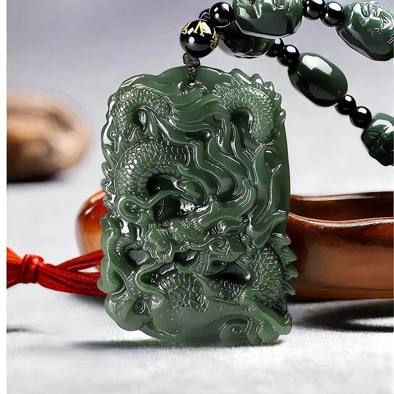 Green Hetian Jade Dragon Pendant Necklace Fashion Vintage Natural Jewelry Real Nephrite Charm Amulet Talismans Luxury
Green Hetian Jade Dragon Pendant Necklace Fashion Vintage Natural Jewelry Real Nephrite Charm Amulet Talismans Luxury