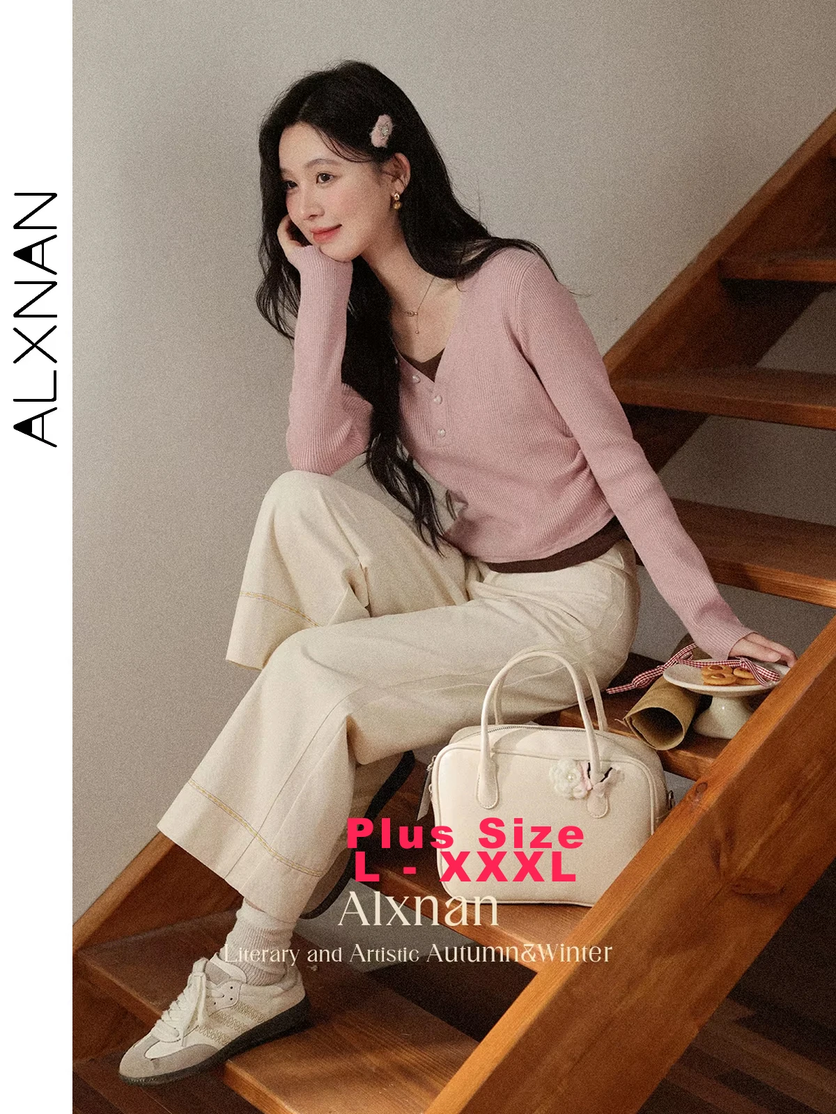 ALXNAN Plus Size Pink Sweater Fake Two-piece V-neck Women's Pullovers Fall Winter Casual Elegant Long Sleeve Tops Female D12557
ALXNAN Plus Size Pink Sweater Fake Two-piece V-neck Women's Pullovers Fall Winter Casual Elegant Long Sleeve Tops Female D12557